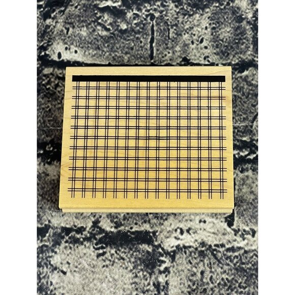 Great Impressions PLAID PATTERN Wood Mount Rubber Stamp #K82 - Picture 1 of 8